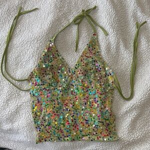 SHEIN Multicolor Sequin Halter Camisole